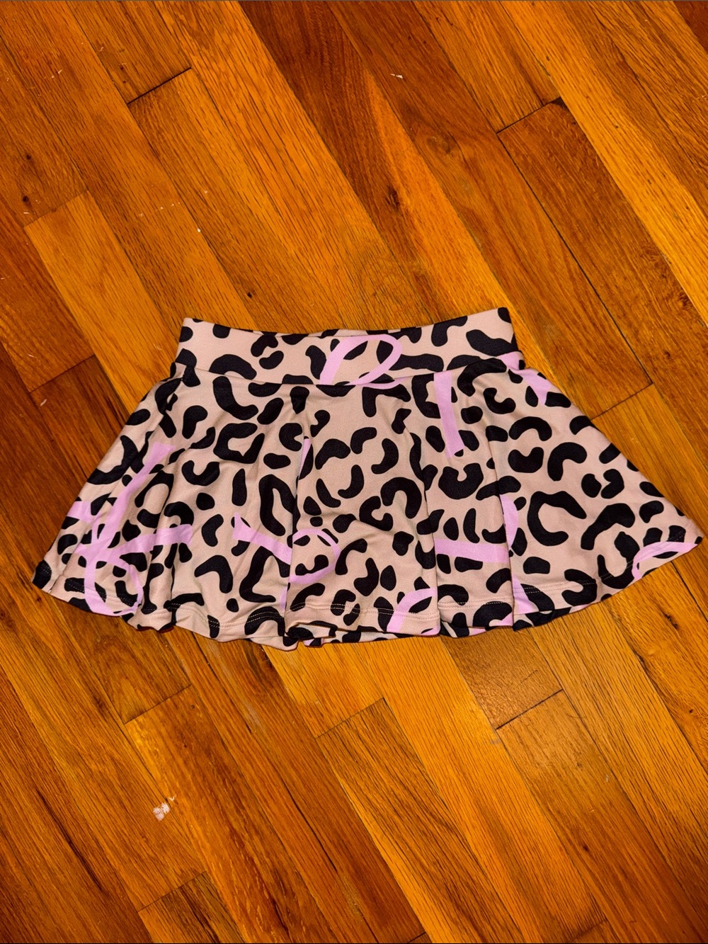 PixieLane girls Black & Pink Leopard Print Flared Skirt